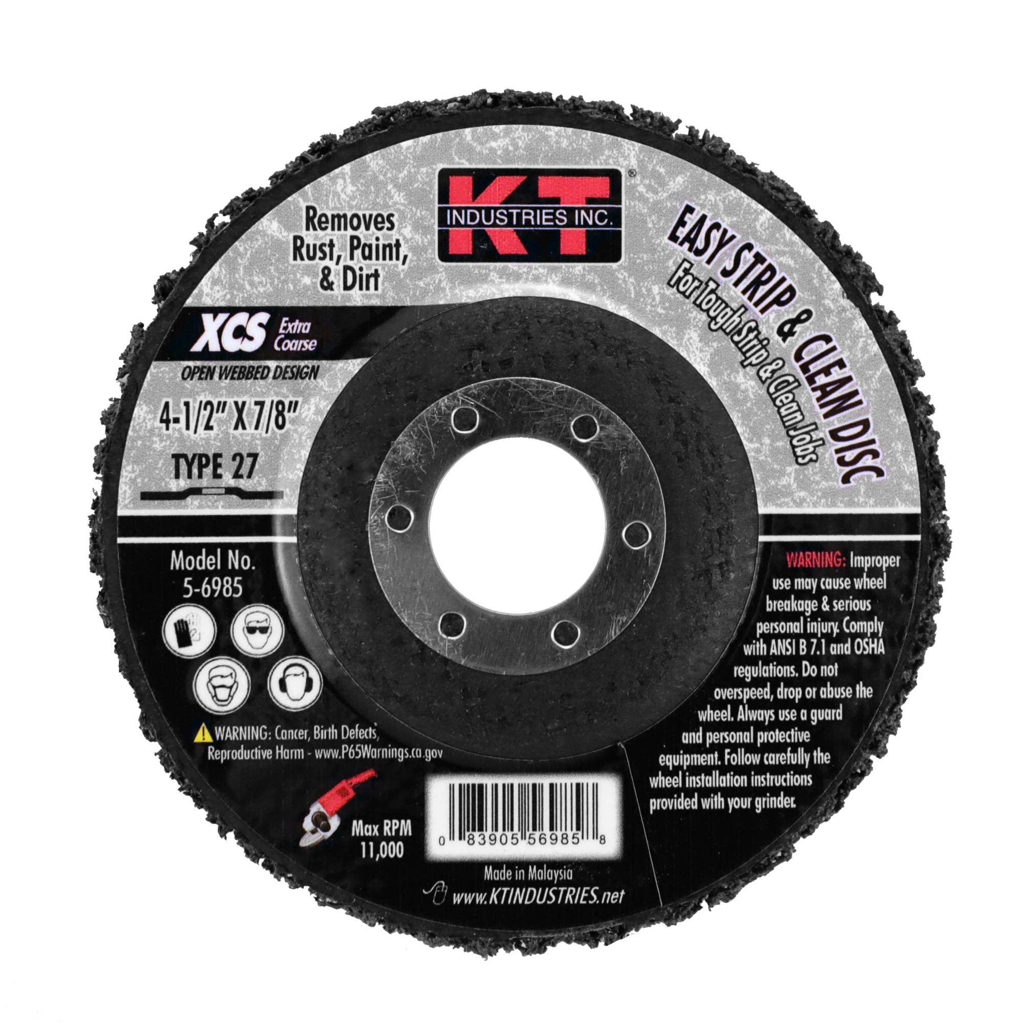K-T Industries Macro Strip and Clean Disc — 4 1/2in. x 7/8in., Type 27, 11,000 Max RPM, Model# 5-6985